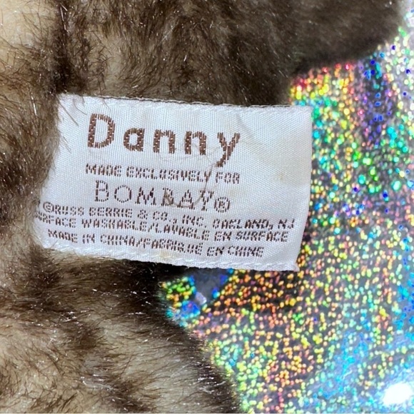 Danny Plush Teddy Bear 12” Sitting Faux Mink Animal Plush Bombay Russ Berrie Bow - Picture 9 of 10